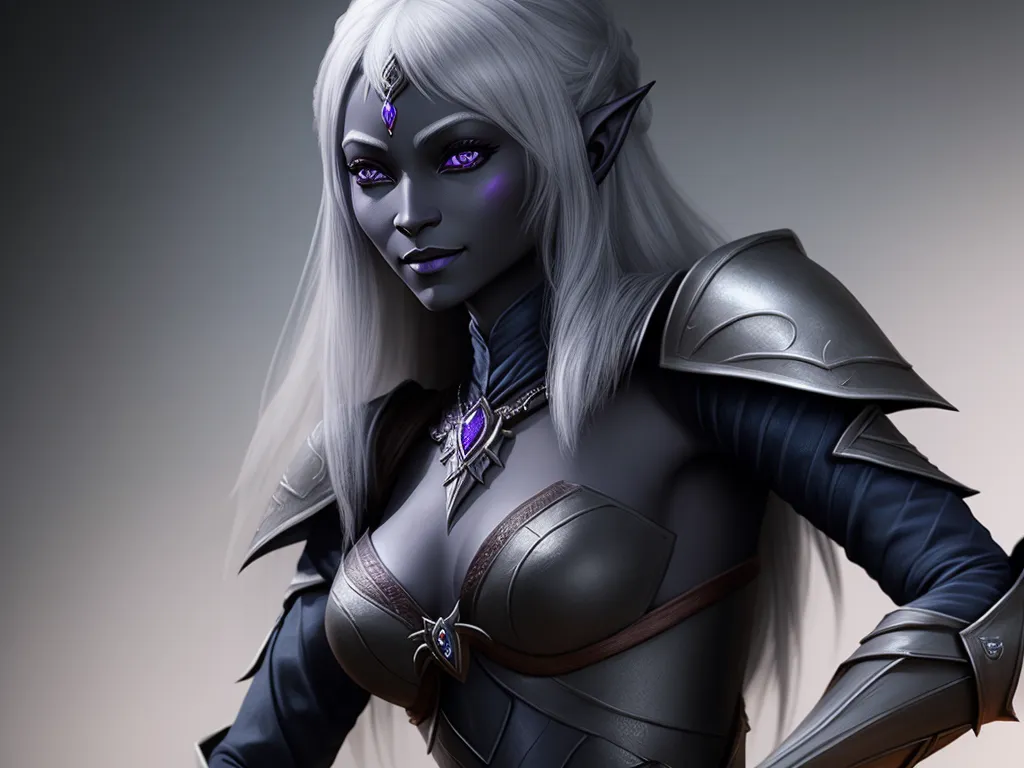 change pictures: female drow warrior, full body, dd character,