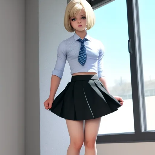 pixel image converter: femboy with a skirt on, showing off so