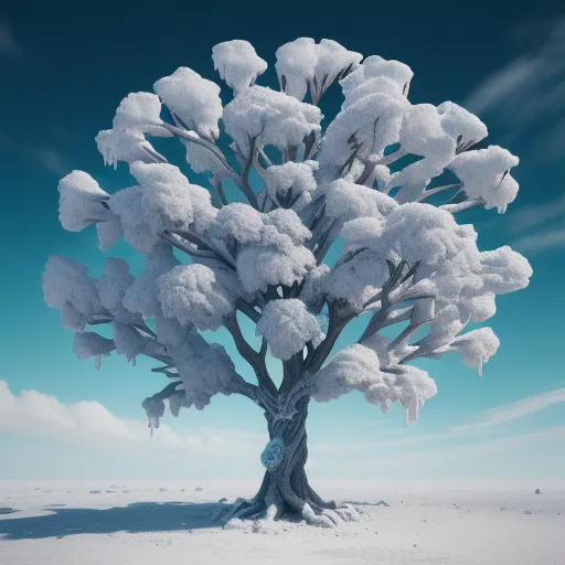 how do i improve the quality of a photo - a snow covered tree in a snowy field with a blue sky in the background and a few clouds in the sky, by Filip Hodas