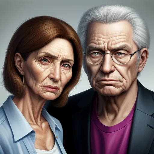 a painting of a man and woman with glasses on their faces, one of them is older than the other, by Lois van Baarle