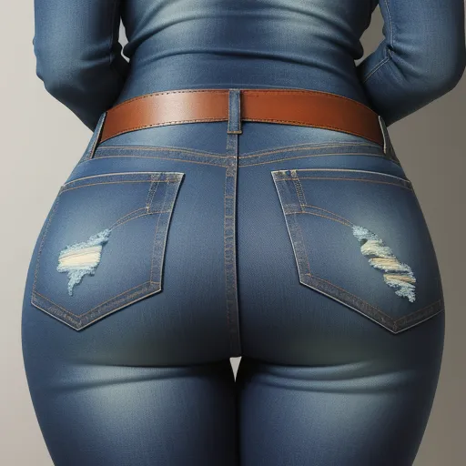 word to image generator - a woman in jeans with a belt on her waist and a belt on her hip, showing the back of her jeans, by Hendrick Goudt