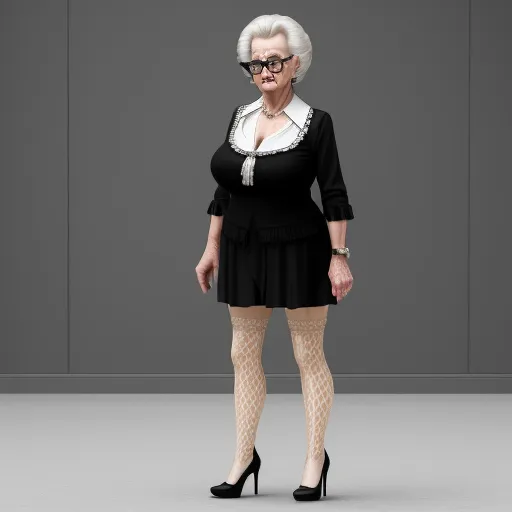 ai photo generator from text - a woman in a black dress and stockings posing for a picture with her legs crossed and her hands on her hips, by Hendrick Goudt