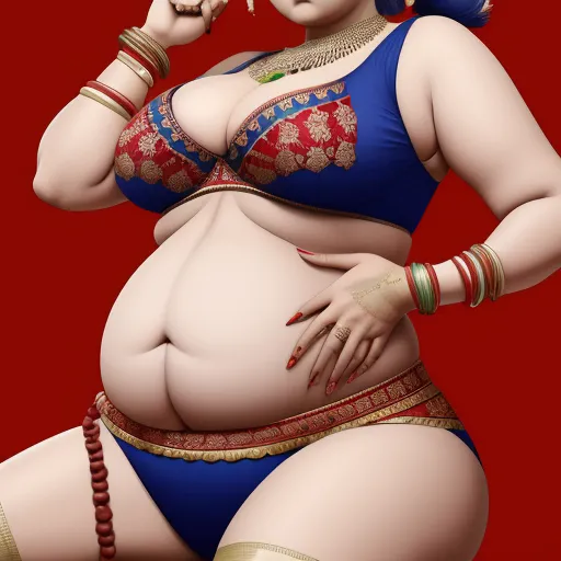 turn a picture into high resolution - a woman in a blue bikini smoking a cigarette and wearing a necklace and bracelets, with a red background, by Hirohiko Araki