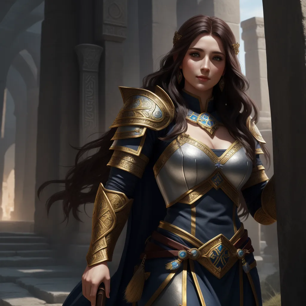 free photo ai: a beautiful female human cleric of tyr, full body