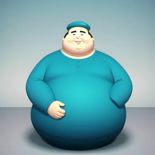 4k resolution picture converter - a fat man in a blue shirt is sitting on a large ball with his hands on his hips and his head tilted to the side, by Botero