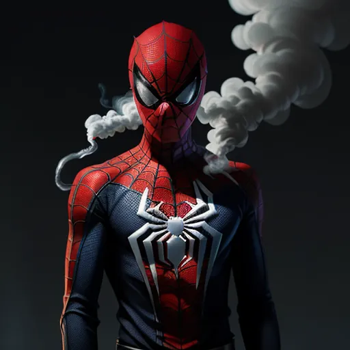 high resolution image - a man in a suit with a cigarette in his mouth and a spider man suit on his chest, with smoke coming out of his mouth, by François Louis Thomas Francia