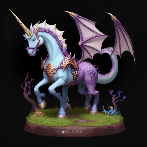 make image hd free - a statue of a unicorn riding a dragon on a rock with a dragon on it's back legs, by Edith Lawrence