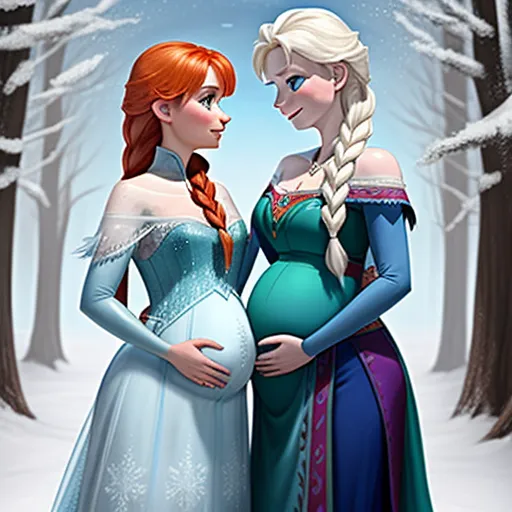 ai to create images: Frozen elsa and anna pregnant