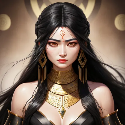 ai photo tool: gilgamesh woman , Long black hair, full