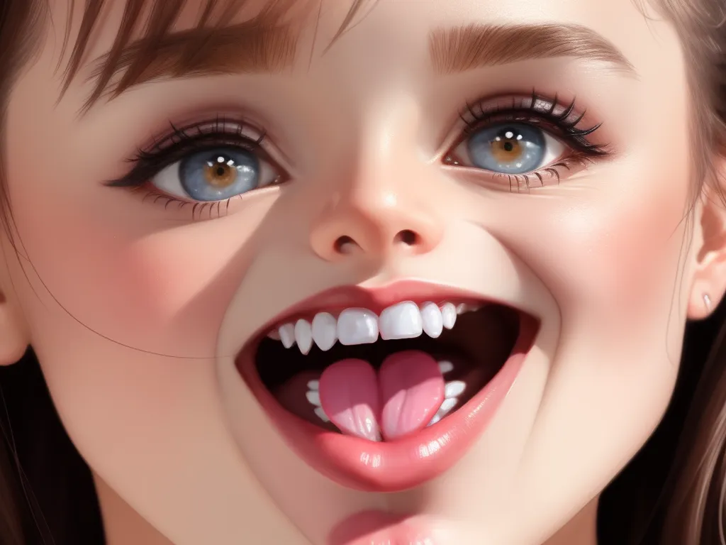 best text-to-image ai: girl with mouth open to the viewer showing her