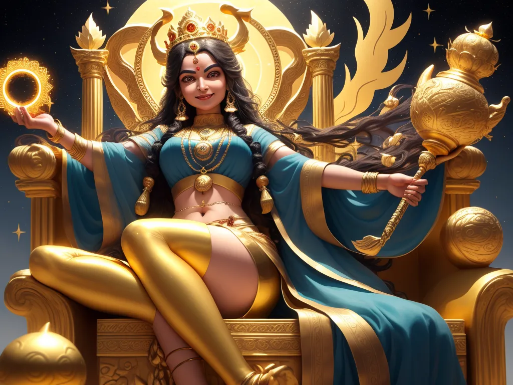 image sharpener - a woman sitting on a throne with a golden key in her hand and a golden ring in her hand, by Lois van Baarle