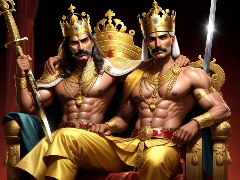 2k photo upload: Golden crown on handsome Indian king with