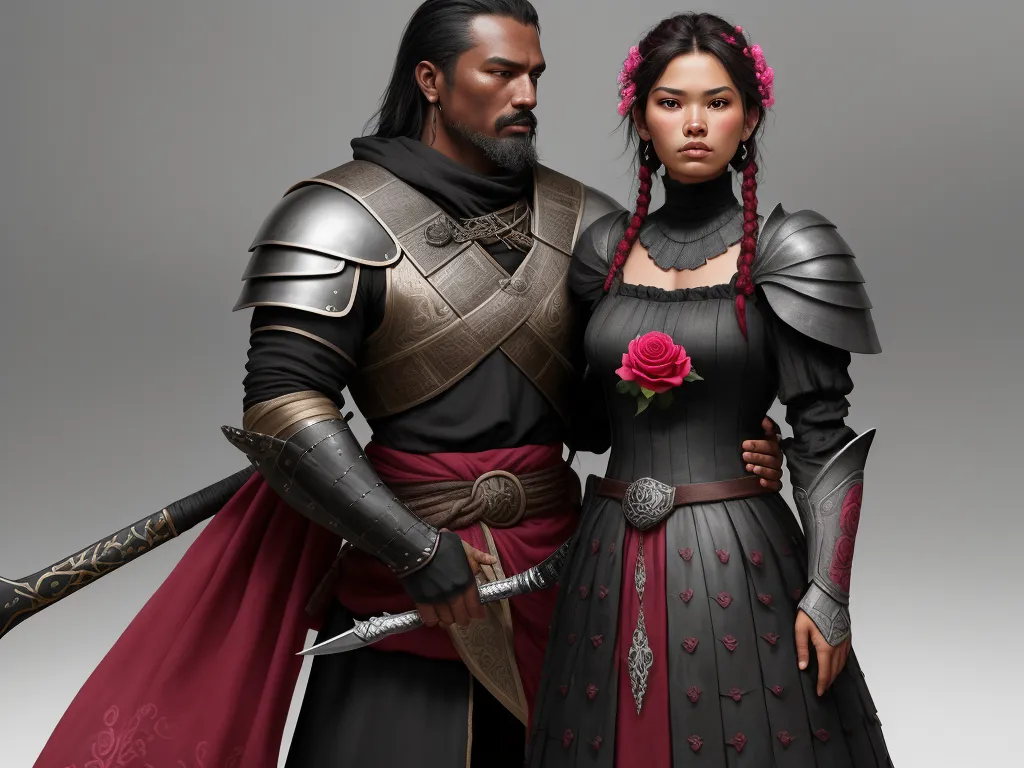 ai photo tool Guerrero gótico, yelmo color rosa y negro,