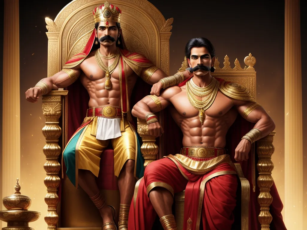 ai image enhance Handsome Indian king with moustache and muscles
