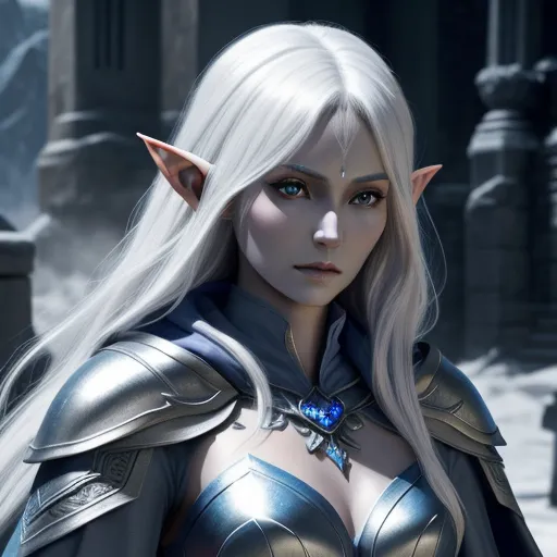 hd photo: 1 solo female drow elf, beautiful face, very