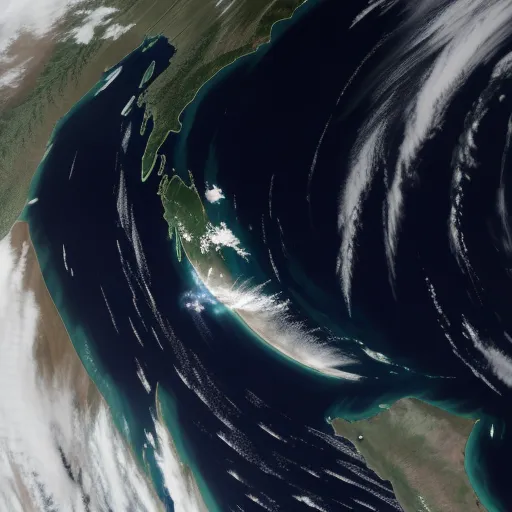 a satellite image of a large body of water with a large amount of water around it and a large amount of land, by Andy Fairhurst