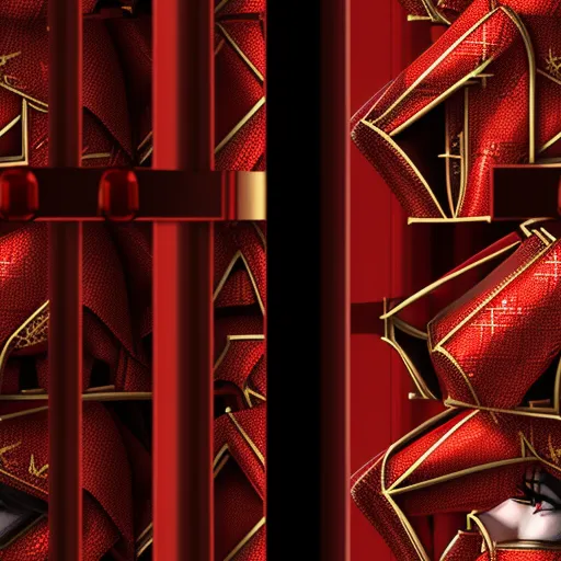 a red and gold background with a woman in a red dress and a red and gold background with a red and gold design, by Toei Animations