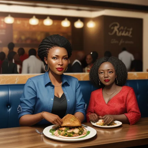 two women sitting at a table with plates of food in front of them, one of them is holding a sandwich, by Emily Murray Paterson