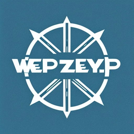 ai text to photo - a white logo with the words wep zep on it in a circle with arrows and a star, by Dalí