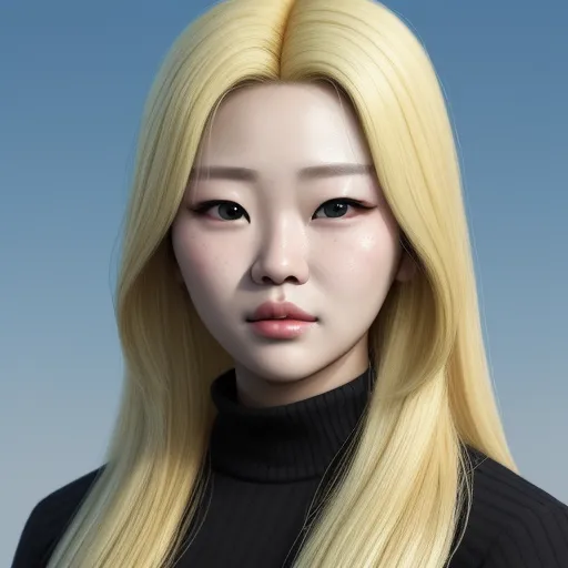 pixel to inches conversion - a woman with long blonde hair and a black turtle neck sweater is looking at the camera with a serious look on her face, by Hsiao-Ron Cheng