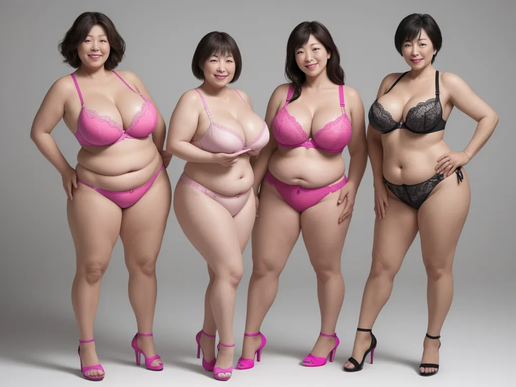 free high resolution images - three women in lingerie posing for a picture together, with one woman in a bra and the other in a bra, by Terada Katsuya