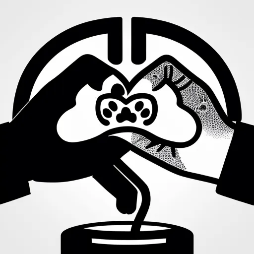 a person holding a dog paw over a heart shaped object with a paw print on it's chest, by Saul Bass