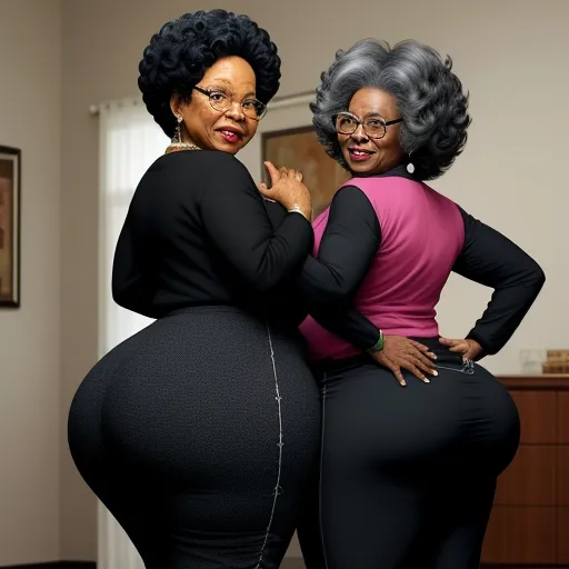 High Quality Image Two Black Granny Showing Her Big Booty