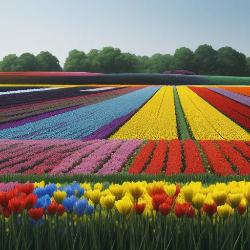 best ai picture generator - a field of flowers with trees in the background and a blue sky in the background with a few clouds, by Floris van Schooten