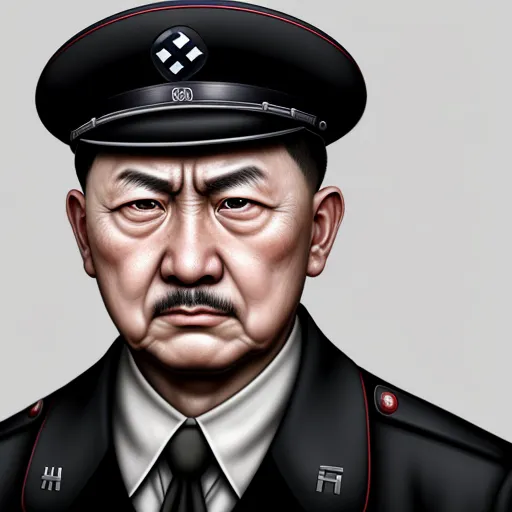 a caricature of a man in a uniform with a mustache and a mustache on his head, wearing a hat, by Chen Daofu