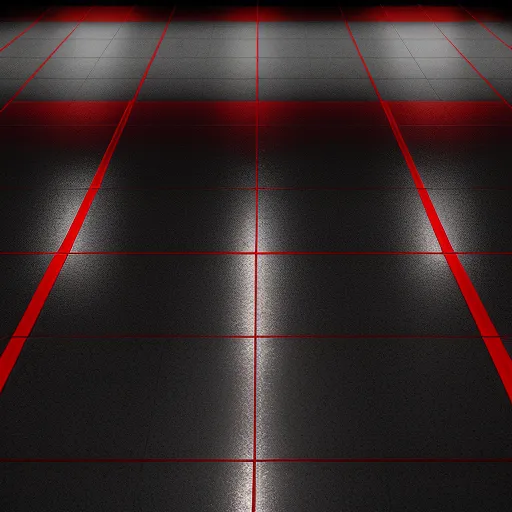 a black and red floor with a red line on it and a red light on the floor in the middle, by Toei Animations
