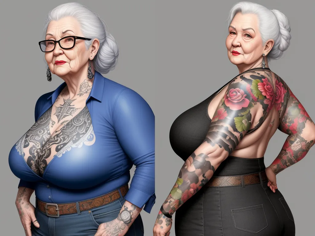 4k converter photo - a woman with tattoos and a woman with a tattoo on her arm and shoulder, both of them are facing different directions, by Emil Alzamora