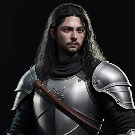 ai that generate images - a man in a suit of armor with a sword in his hand and a black background with a black background, by Antonio J. Manzanedo