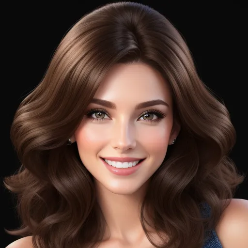 a woman with a smile on her face and shoulder length hair is shown in a digital painting style, with a black background, by Edith Lawrence