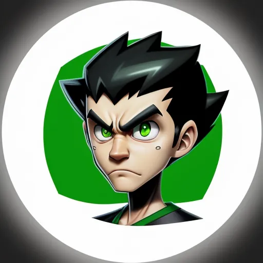 4k ultra hd photo converter - a cartoon character with green eyes and a black hair and nose with a green circle around him and a white circle around him, by theCHAMBA