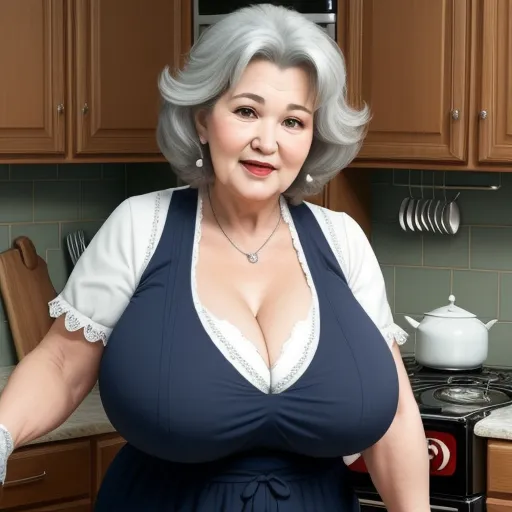 image to pixel converter - a woman with a big breast standing in a kitchen with a knife and fork in her hand and a knife in her other hand, by Botero
