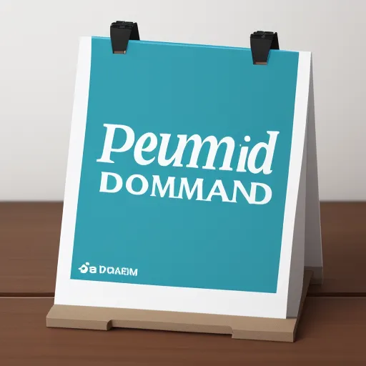 a sign that says peumbd demand on a wooden table top with a white background and a black clipping, by Toei Animations