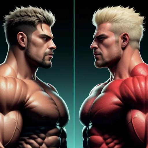 higher quality picture converter: Two symmetrical muscle men merging ...