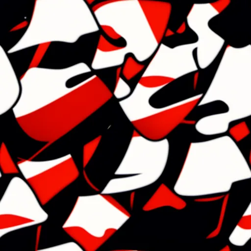 ai generated images from text - a red and white abstract painting with black background and white and red shapes and lines of red and white, by Cleon Peterson