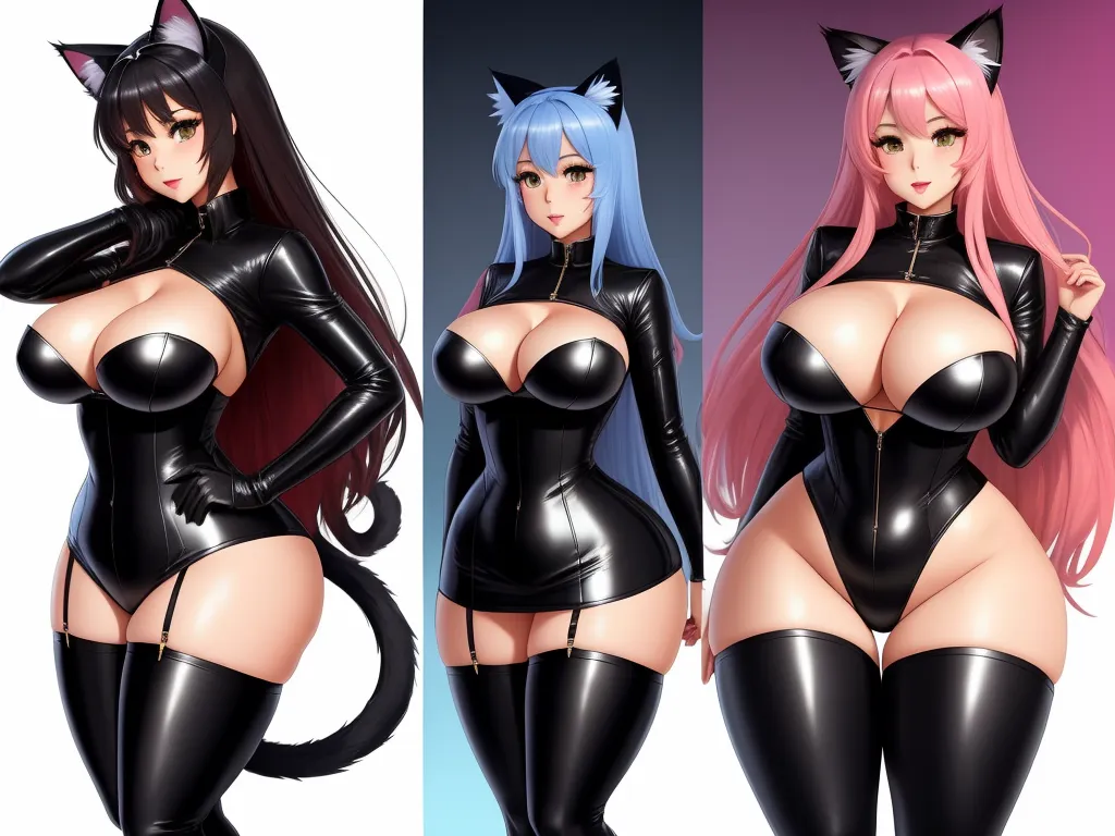 a cartoon of a woman in catsuits and catsuits with catsuits on her body, by Sailor Moon