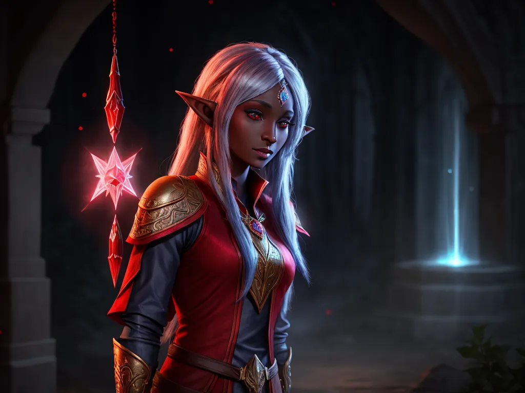 Hires   Cute Female Drow Elf Red Tunic 8k High   Hires   Cute Female Drow Elf Red Tunic 8k High Ggzsvh.webp