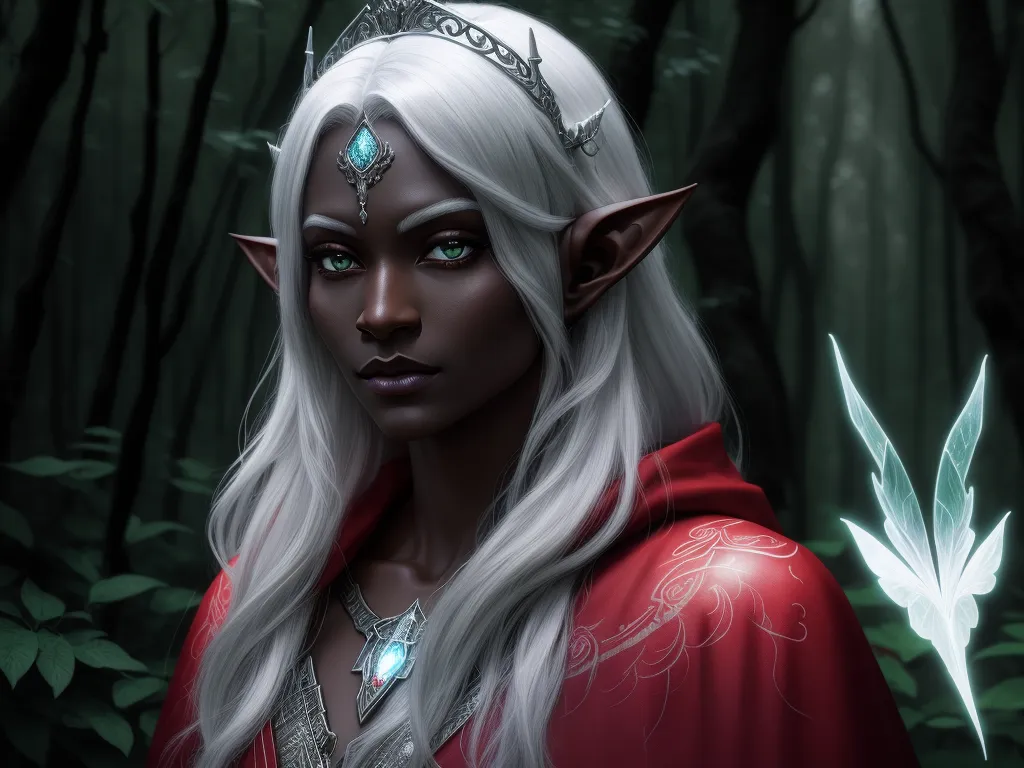 word to image generator ai - a woman with white hair and a tiara in a forest with a white bird on her shoulder and a white bird on her shoulder, by Lois van Baarle