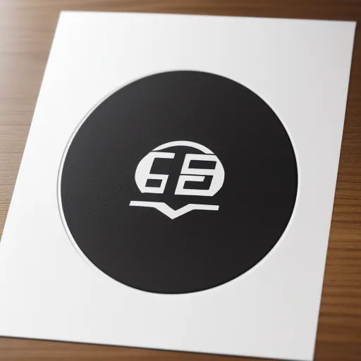 a black and white logo on a white paper on a wooden table top with a pen and paper clip, by Toei Animations