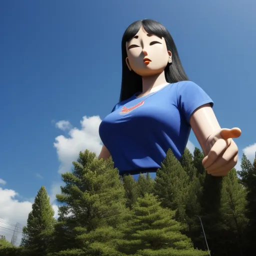 make photos hd free - a woman in a blue shirt holding a tennis racquet in her hand and a tree in the background, by Terada Katsuya