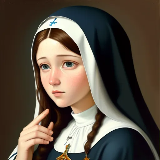 4k picture converter free - a painting of a woman with a rosary and a star on her finger and a cross on her left hand, by Liu Ye