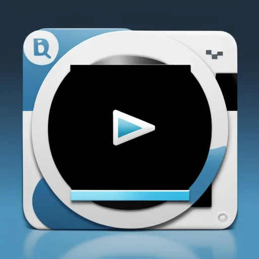 a play button with a blue circle around it and a black circle around it with a blue arrow on the bottom, by Toei Animations