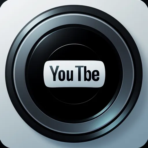 a black and white button with the word youtube on it's center and a white background with a black circle, by Toei Animations
