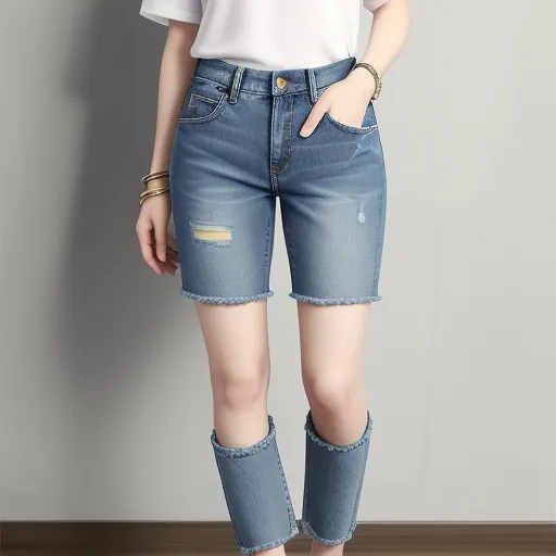 ai create image from text - a woman in white shirt and jeans standing next to a wall with her hands in her pockets and her legs in the air, by Chen Daofu