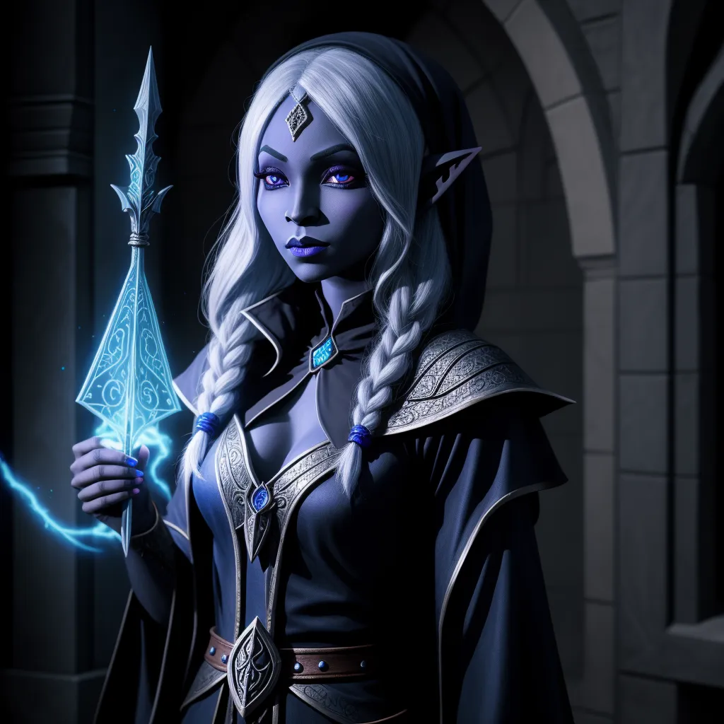 image convert: female drow elf wizard