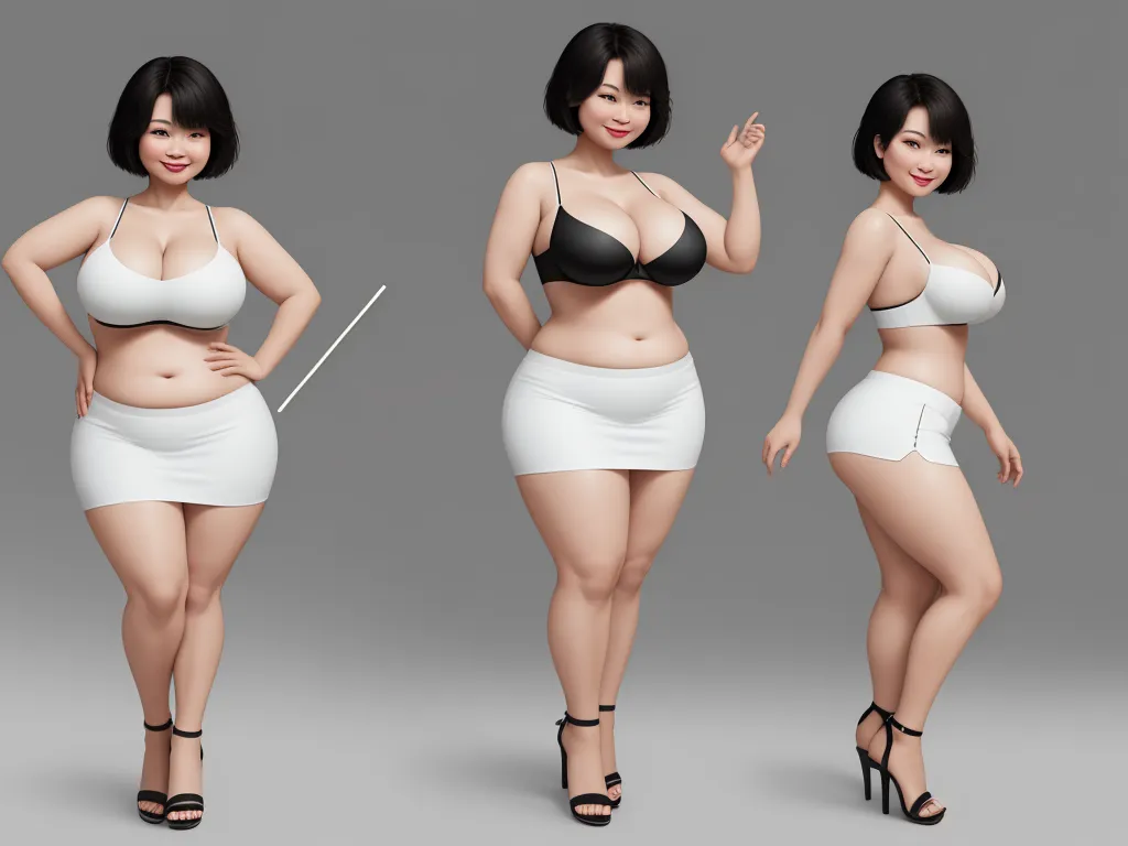 free high resolution images - a woman in a white skirt and black bra top posing for a picture with a microphone in her hand, by Toei Animations