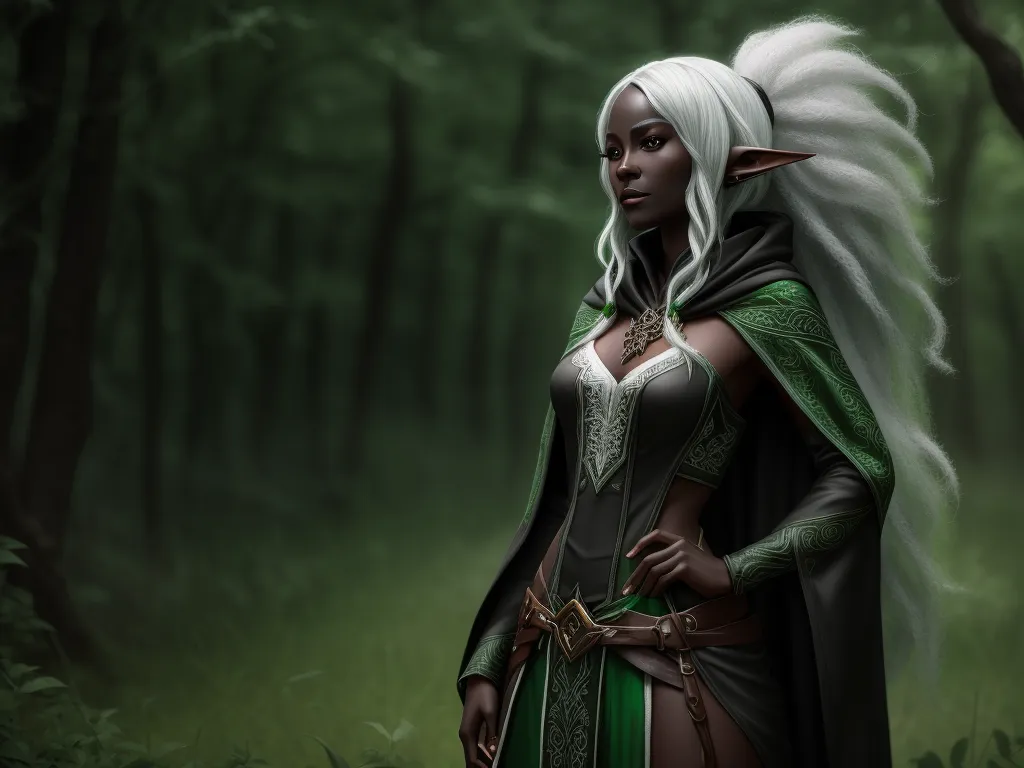 make any photo hd - a woman in a green and white outfit standing in a forest with trees in the background and a green cloak, by François Louis Thomas Francia